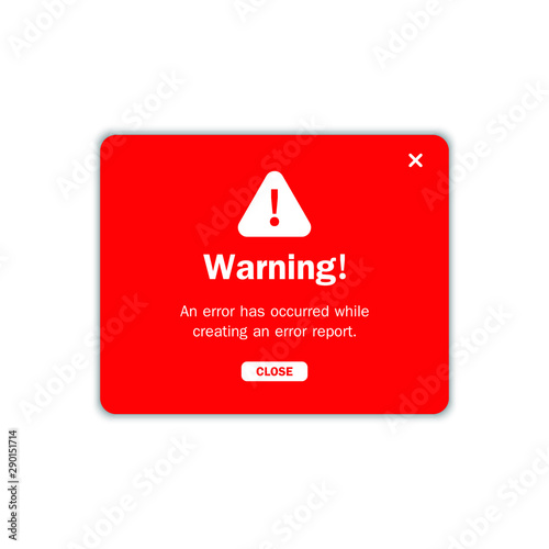 Modern warning pop up with flat design. Vector illustration.
