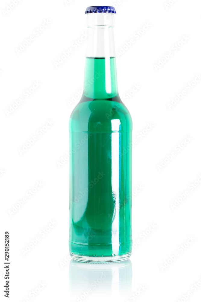 Green soda bottle lemonade soft drink beverage isolated on white Green soda bottle lemonade soft drink beverage isolated on white