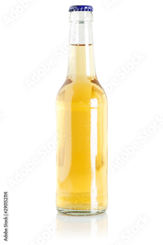 Lemon soda bottle yellow lemonade soft drink beverage isolated on white