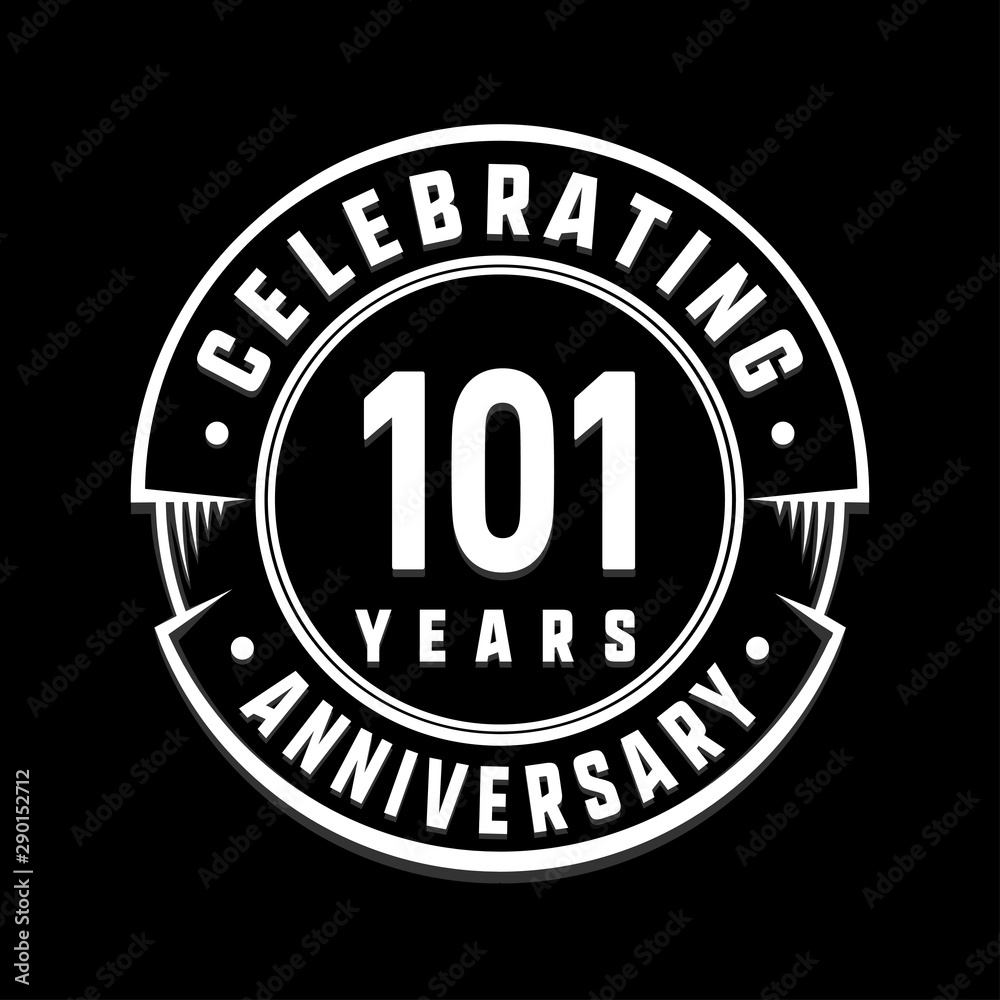 Celebrating 101st years anniversary logo design. One hundred and one years logotype. Vector and illustration.
