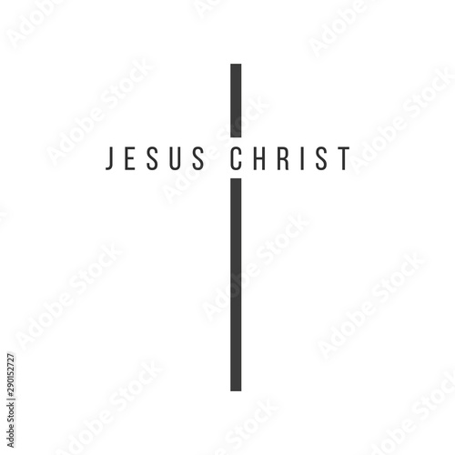 Words Jesus Christ in Cross Shape, Christian symbol. Stock vector illustration isolated on white background