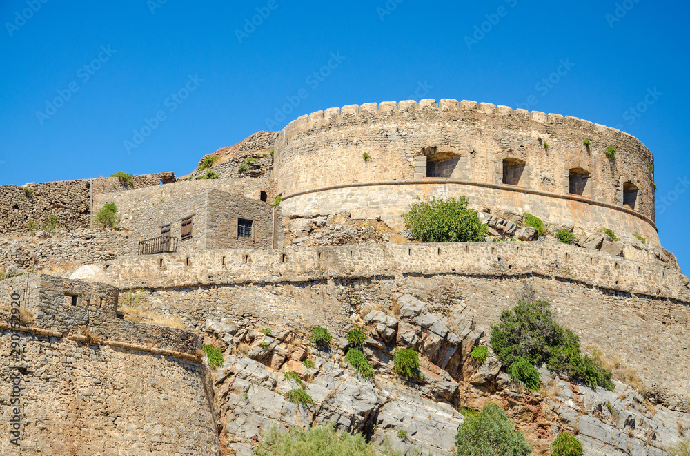 The fortress of Spinalonga island of lepers in Crete, Greece The fortress of Spinalonga island of lepers in Crete, Greece