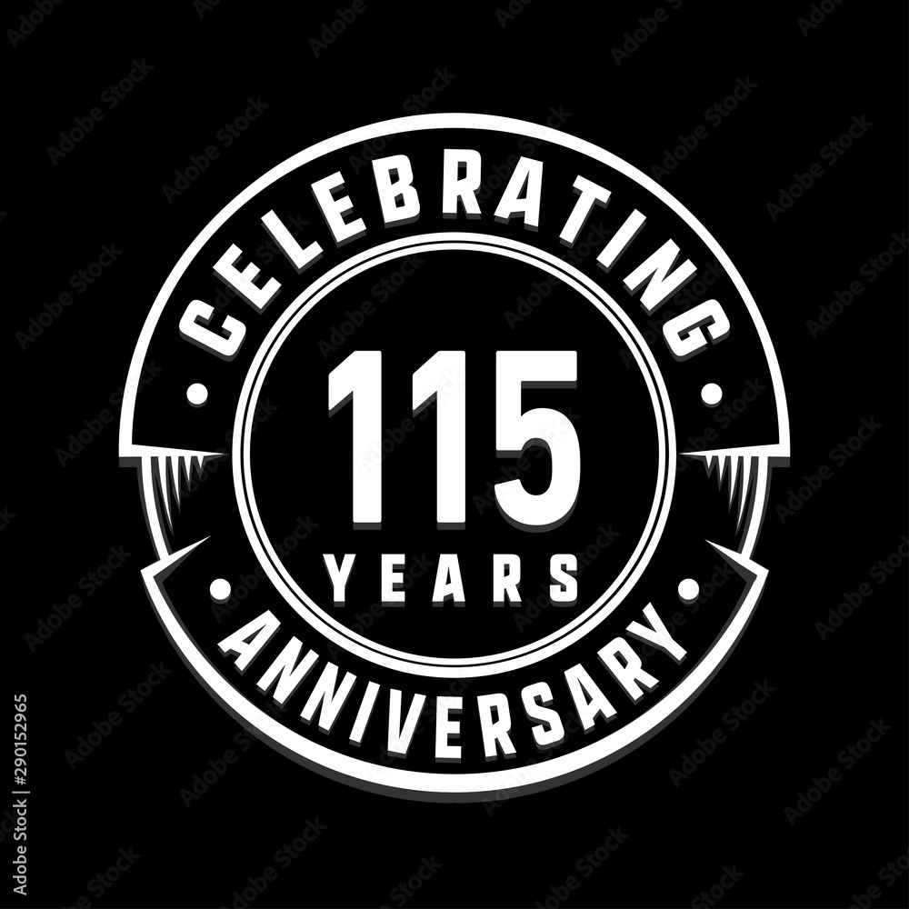 Celebrating 115th years anniversary logo design. One hundred and fifteen years logotype. Vector and illustration.