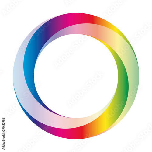 Orbit icon. Rounded vector ring designed with blended gradients in rainbow spectrum colors