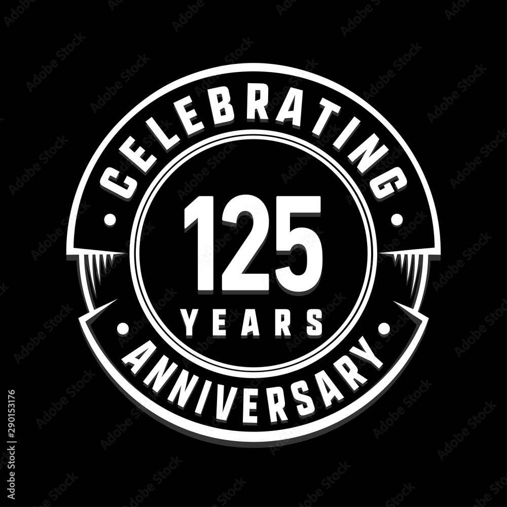 Celebrating 125th years anniversary logo design. One hundred and twenty-five years logotype. Vector and illustration.