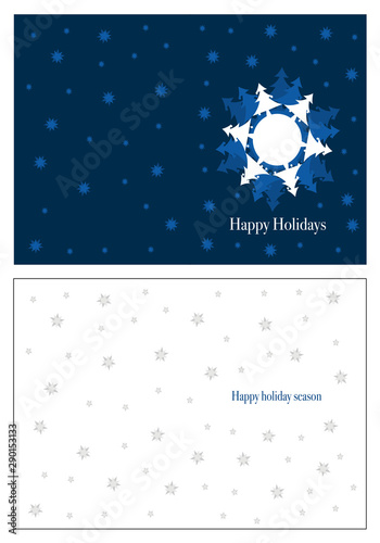 Christmas postcard design with Christmas tree and snow