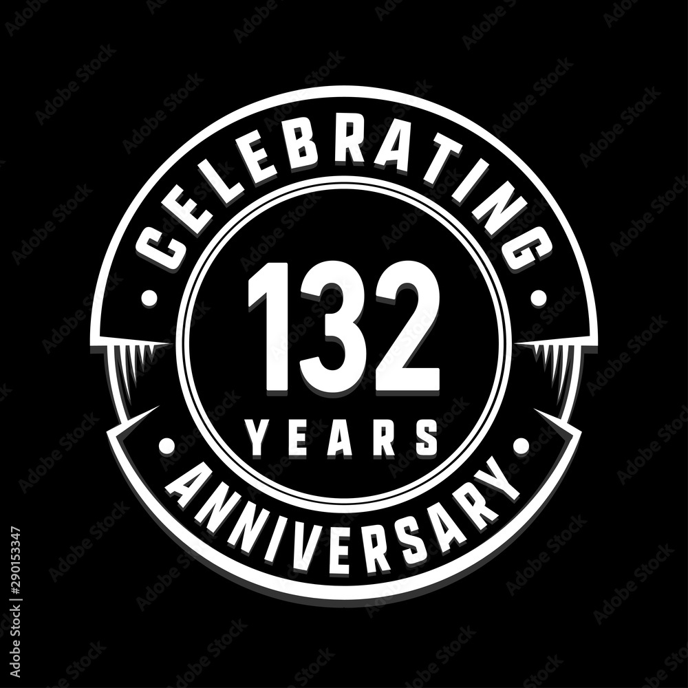 Celebrating 132nd years anniversary logo design. One hundred and thirty-two years logotype. Vector and illustration.