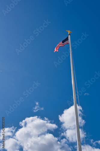 USA flag waving on pole