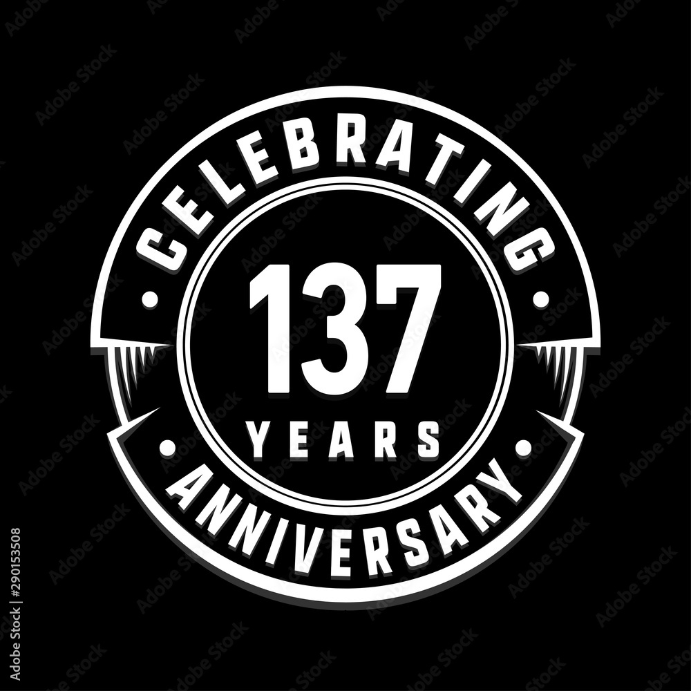 Celebrating 137th years anniversary logo design. One hundred and thirty-seven years logotype. Vector and illustration.