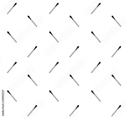 Vector seamless pattern of flat black outline matches isolated on white background