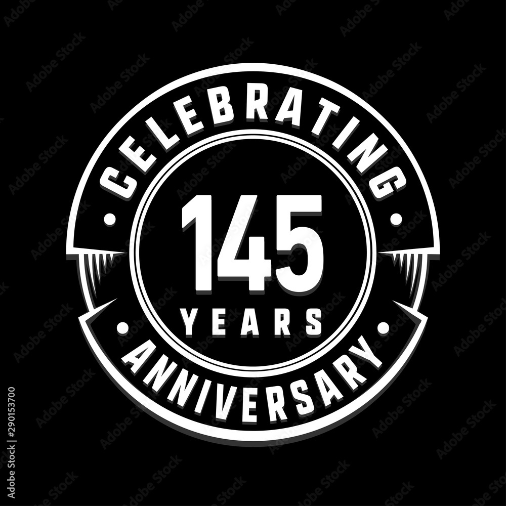 Celebrating 145th years anniversary logo design. One hundred and forty-five years logotype. Vector and illustration.