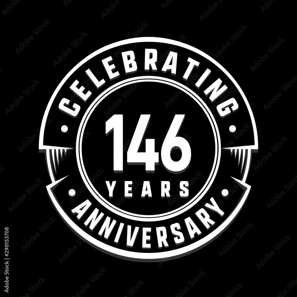 Celebrating 146th years anniversary logo design. One hundred and forty-six years logotype. Vector and illustration.