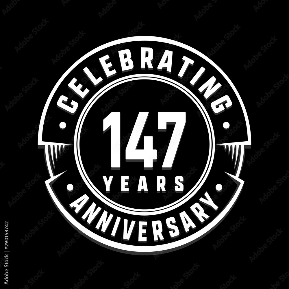 Celebrating 147th years anniversary logo design. One hundred and forty-seven years logotype. Vector and illustration.