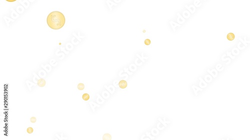 explosion of gold coins on a white background, isolated