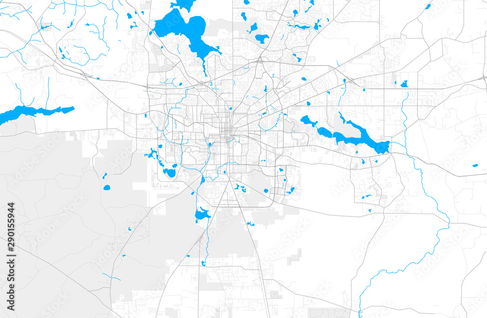 Rich detailed vector map of Tallahassee, Florida, USA