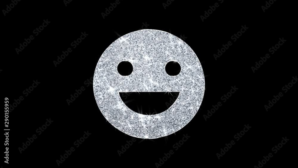 Big Smile Emoji Icon Sparkling Shining White Blinking Particles Diamond Glitter Loop Light 4K Animation Alpha Channel. Big Smile Emoji Icon Sparkling Shining White Blinking Particles Diamond Glitter Loop Light 4K Animation Alpha Channel.