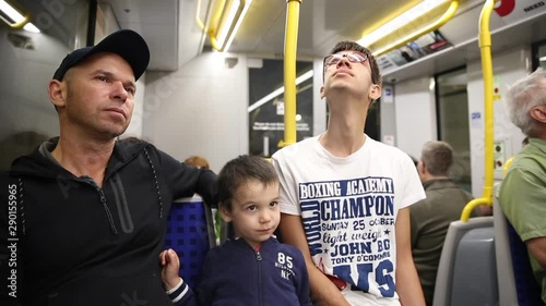 Family rides O-Train during grand opening - Ottawa Ontario Canada September 14th 2019 photo