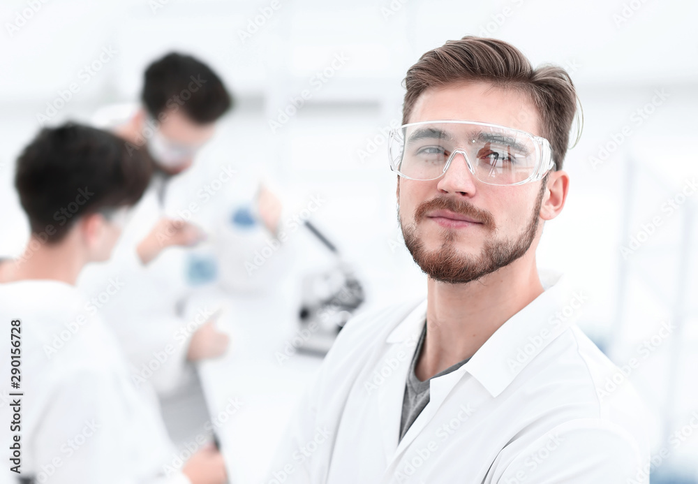 closeup.successful scientist on a light background closeup.successful scientist on a light background