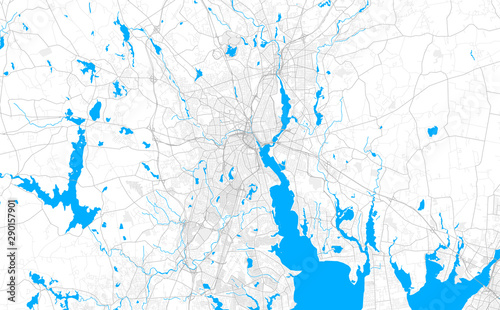 Rich detailed vector map of Providence, Rhode Island, USA