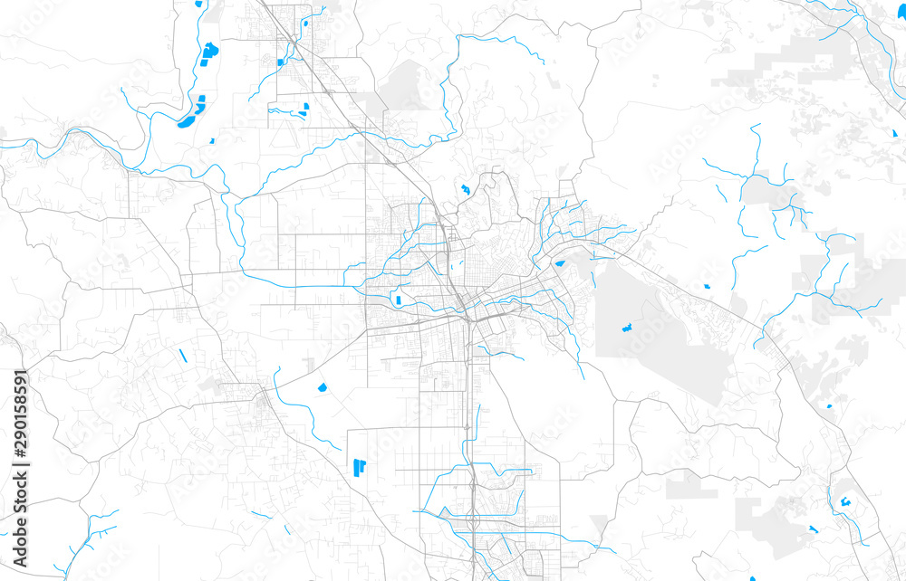 Rich detailed vector map of Santa Rosa, California, USA
