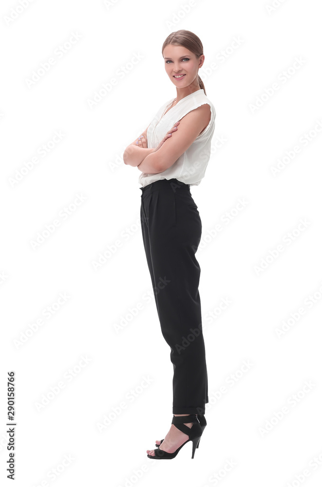 smiling young business woman looking forward. isolated on white smiling young business woman looking forward. isolated on white