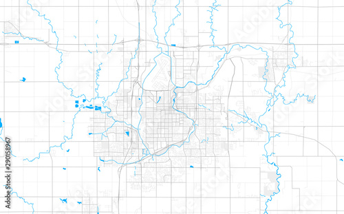 Rich detailed vector map of Sioux Falls, South Dakota, USA