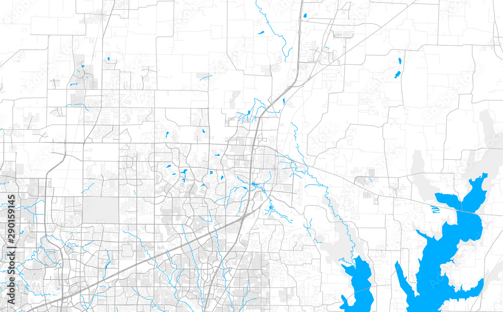 Rich detailed vector map of McKinney, Texas, USA
