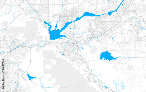 Rich detailed vector map of Corona, California, USA