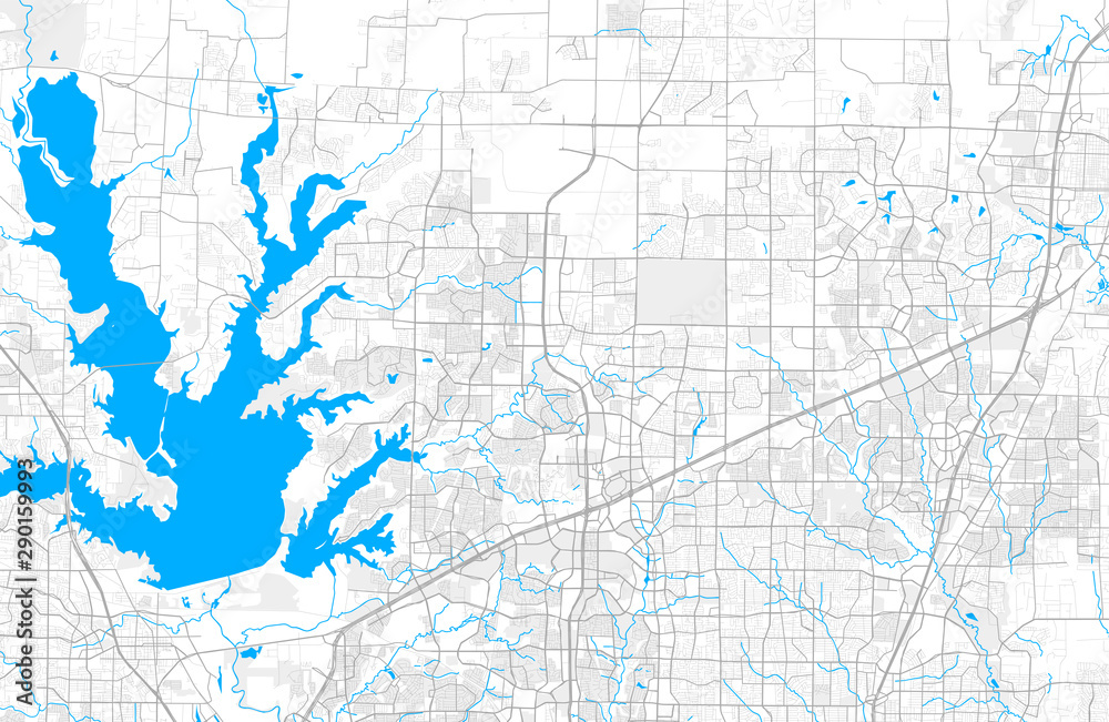 Rich detailed vector map of Frisco, Texas, USA - obrazy, fototapety, plakaty 