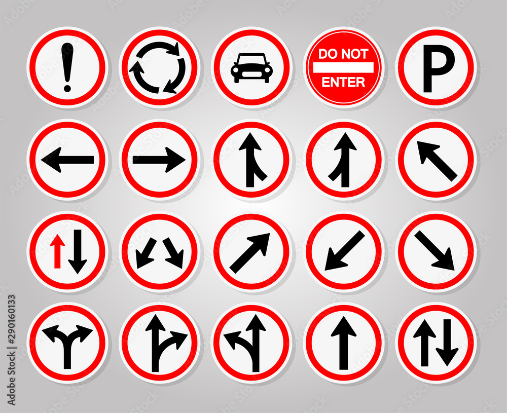 Set Traffic Signs,Prohibition,Warning Red circle Symbol Sign Isolate on White Background,Vector Illustration Set Traffic Signs,Prohibition,Warning Red circle Symbol Sign Isolate on White Background,Vector Illustration