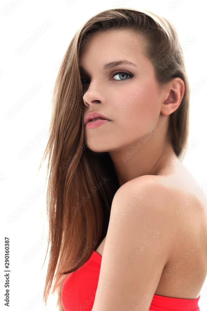 close up. portrait of a beautiful young woman close up. portrait of a beautiful young woman