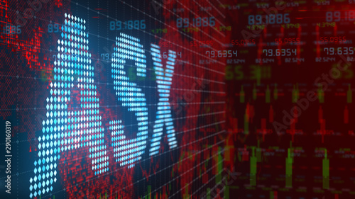ASX also known as Australian Securities Exchange stock market index chart - Conceptual 3D render photo