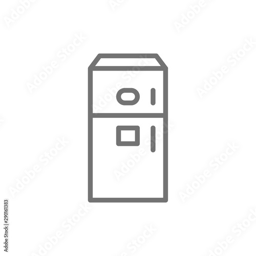 Fridge with ice maker machine line icon.