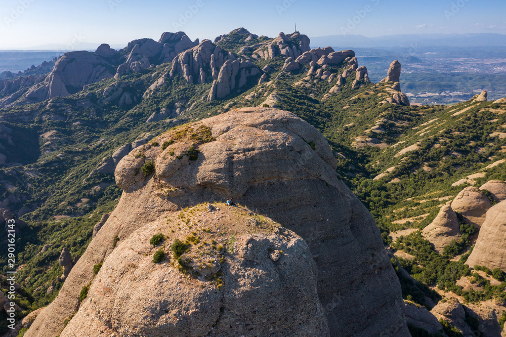 Fototapeta premium Monistrol de Montserrat, Cataluna, Spain aerial view 