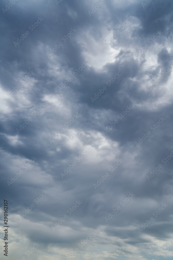 Dark sky and dramatic black cloud before rain