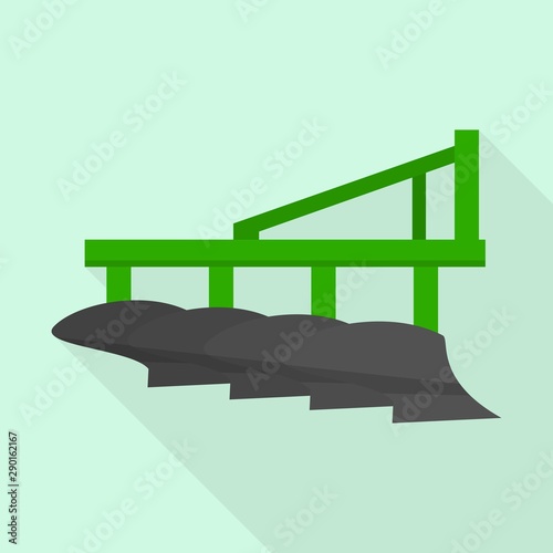 Tractor cultivator icon. Flat illustration of tractor cultivator vector icon for web design