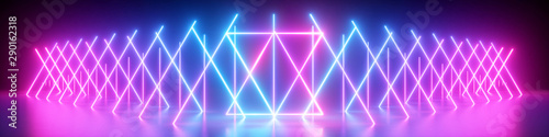 3d render, abstract neon panoramic background, glowing lines, ultraviolet light