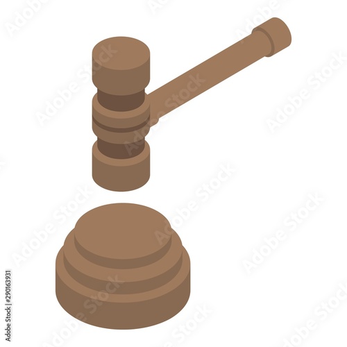 Judicial hammer icon. Isometric of judicial hammer vector icon for web design isolated on white background