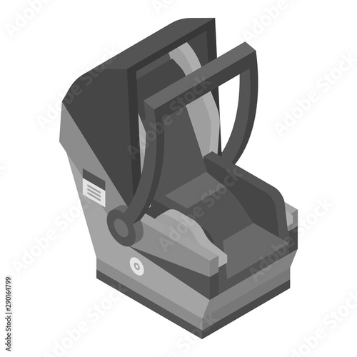 Gray child car seat icon. Isometric of gray child car seat vector icon for web design isolated on white background