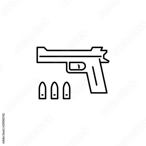 Gun icon. Element of legal services thin line icon