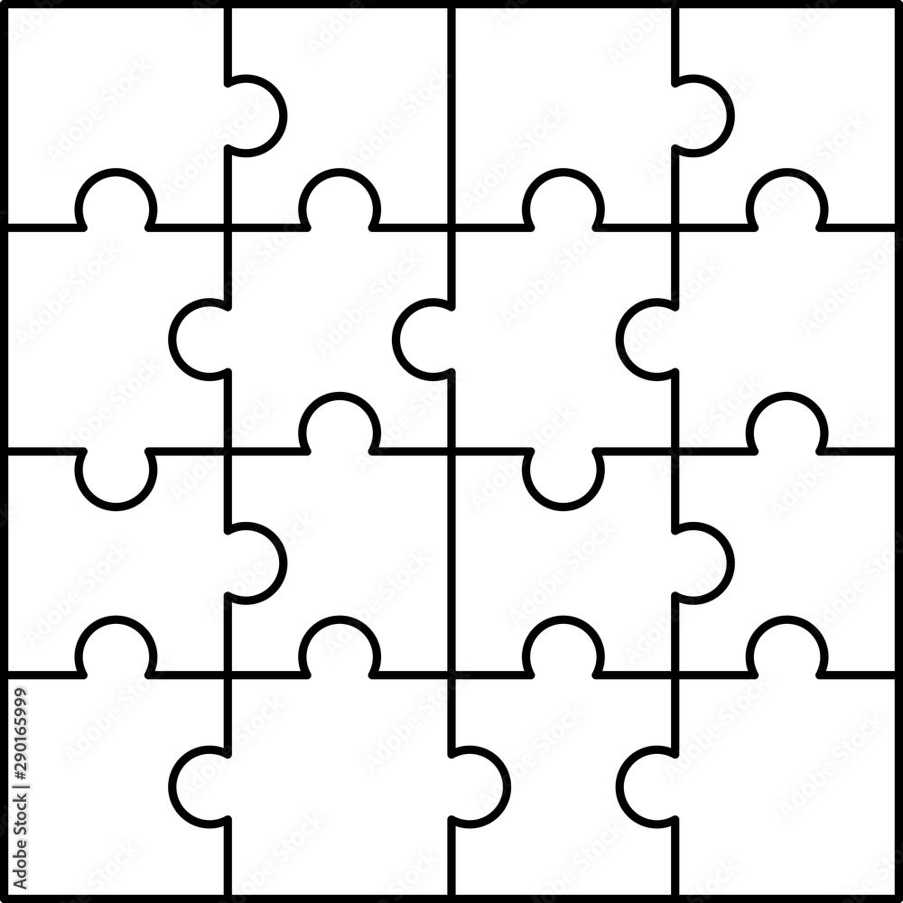 Puzzle pieces pattern. Outline illustration of puzzle pieces vector pattern for web design
