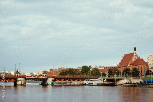 Szczecin – Panorama view with Odra river. Szczecin historical city with architectural layout similar to Paris