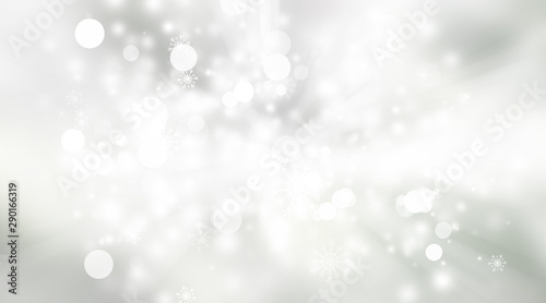 white and grey snows blurred abstract background. bokeh christmas blurred beautiful shiny Christmas lights