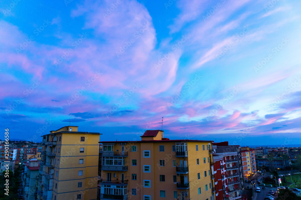 Sunset over in San Giorgio A Cremano, pink clouds Sunset over in San Giorgio A Cremano, pink clouds