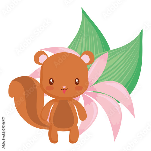 Cute animals and tropical leaves design vector illustration