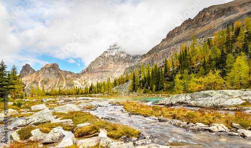 Yukness Mountain on Moor Lakes at Lake O'Hara in Canadian Rockies photo