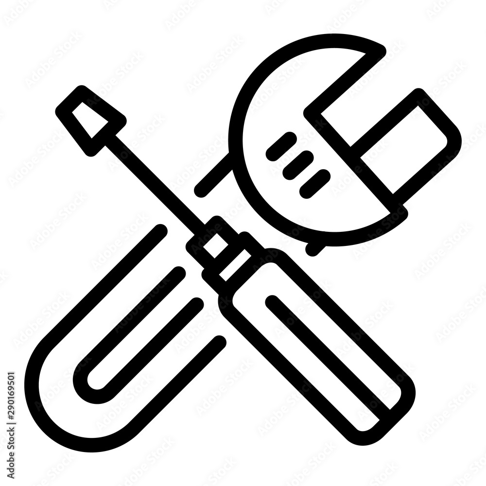 Wrench screwdriver icon. Outline wrench screwdriver vector icon for web design isolated on white background Wrench screwdriver icon. Outline wrench screwdriver vector icon for web design isolated on white background