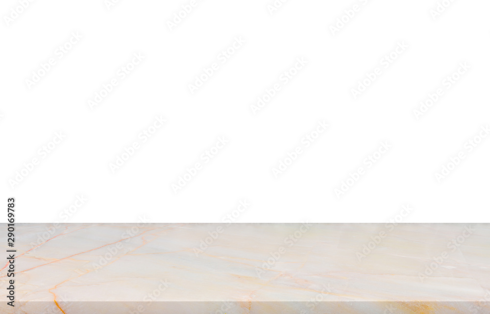 Empty top marble table on white background for your product display or montage, 3D rendering