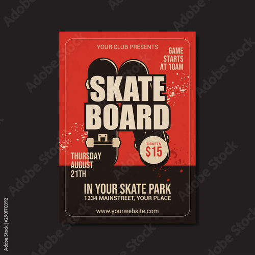 skateboard flyer template background vector