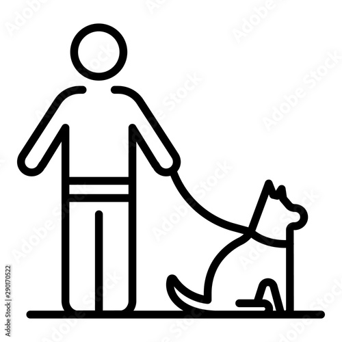 Man walking dog icon. Outline man walking dog vector icon for web design isolated on white background